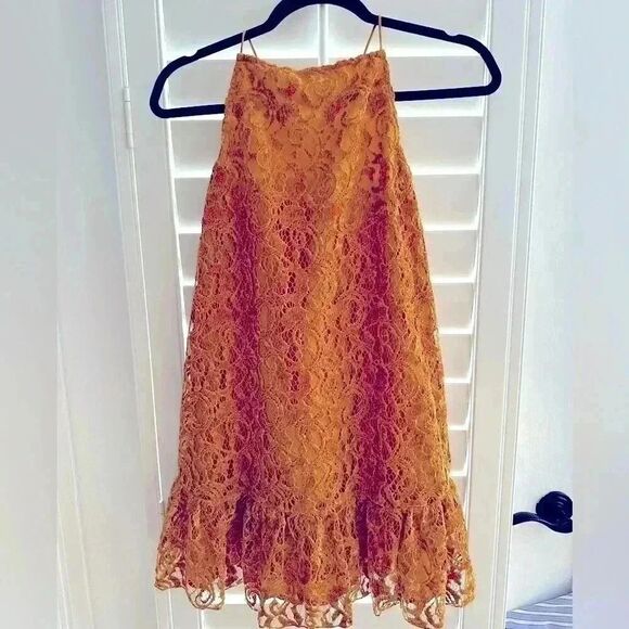 Festival dress velvet & lace. Cris cross back spaghetti straps. - Picture 1 of 7